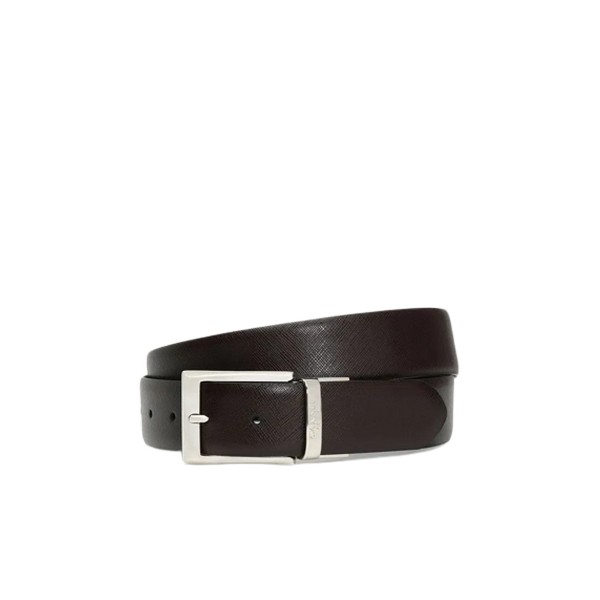 PRINTED SAFFIANO AND PLAIN CALFSKIN BELT