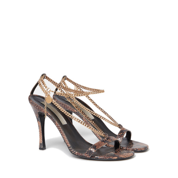 PYTHON PRINT HEELED SANDALS