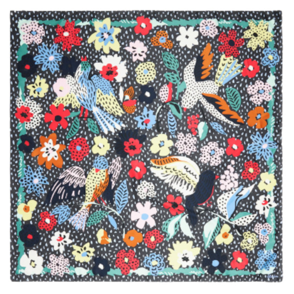 BIRDS AND FLOWERS SCARF