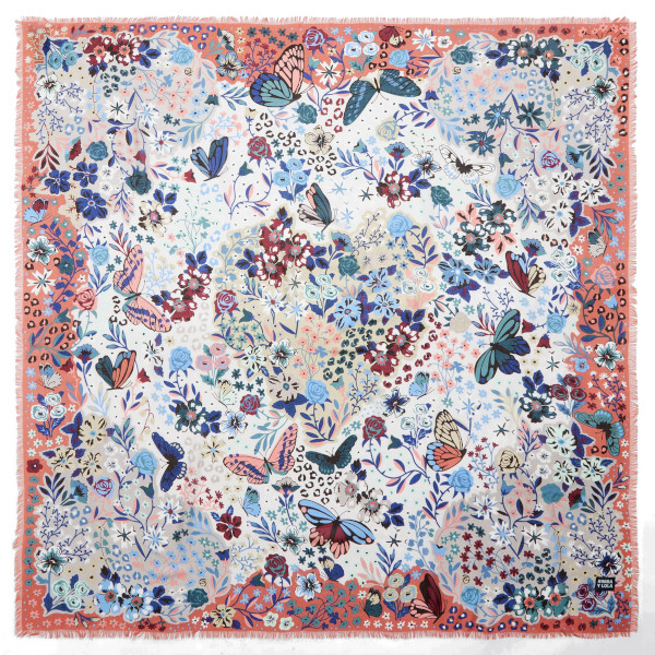 BUTTERFLIES AND FLOWERS SHAWL