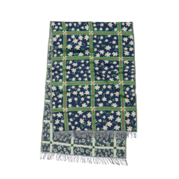 FLORAL AND CHECKED JACQUARD SHAWL