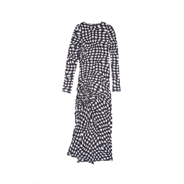 LONG VICHY LIQUID PRINT DRESS