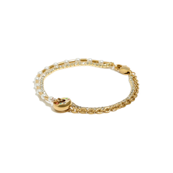 STEEL CRYSTALS PEARL BRACELET