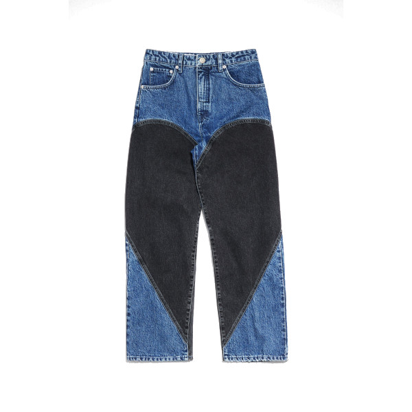 STRAIGHT CROPPED – TWO-TONE HIGH RISE JEANS