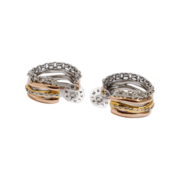 TEXTURED HOOP CHAIN EARRINGS