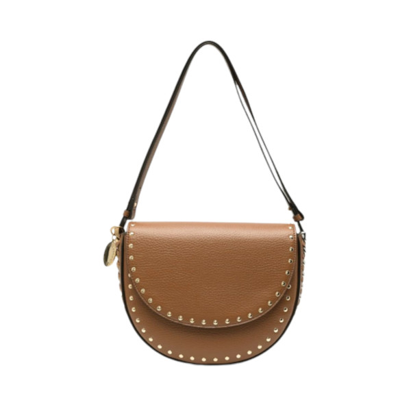 FRAYME STUDDED GRAINY ALTER MAT MEDIUM FLAP SHOULDER BAG