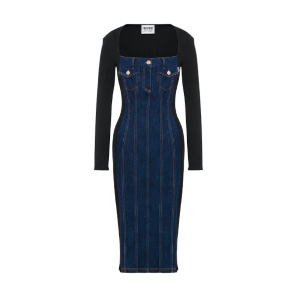 RECYCLED COTTON AND DENIM DRESS