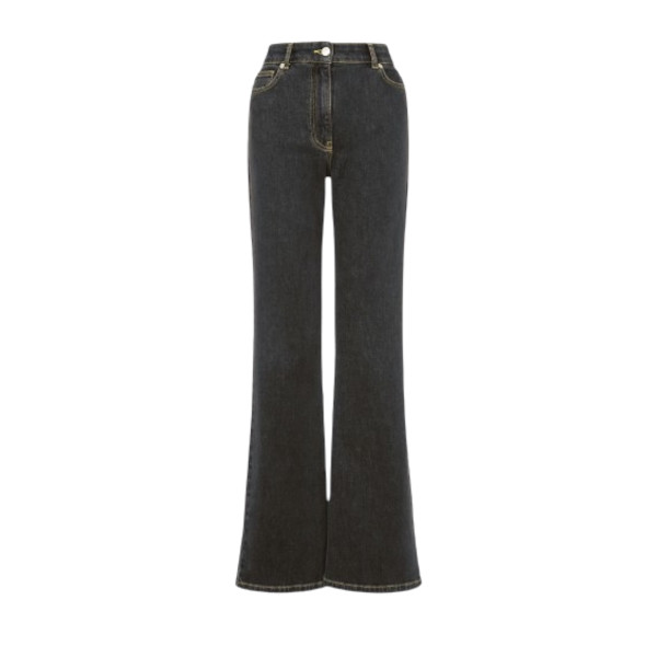 STRETCH DENIM FLARED TROUSERS