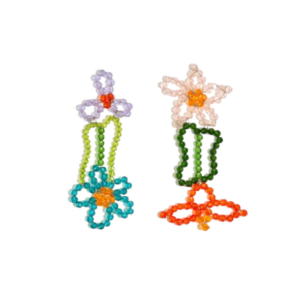 MULTICOLORED FLOWER CRYSTAL EARRINGS