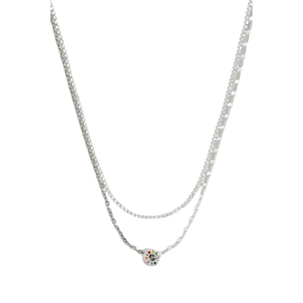 STEEL CRYSTALS PEARL NECKLACE