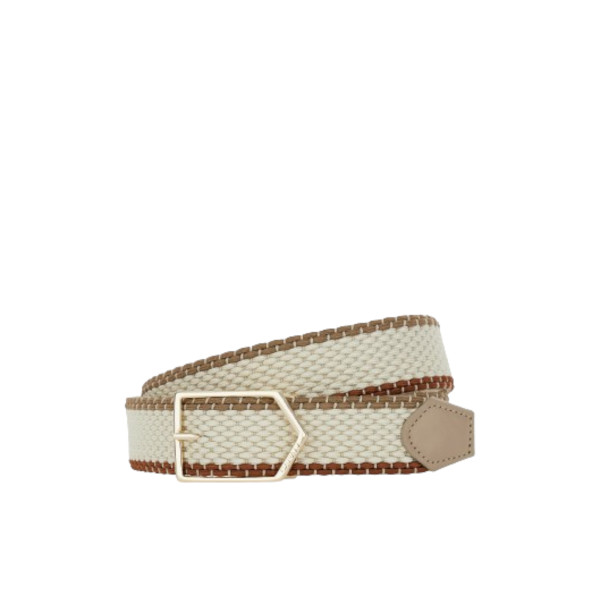 BEIGE AND BROWN BRAIDED BELT