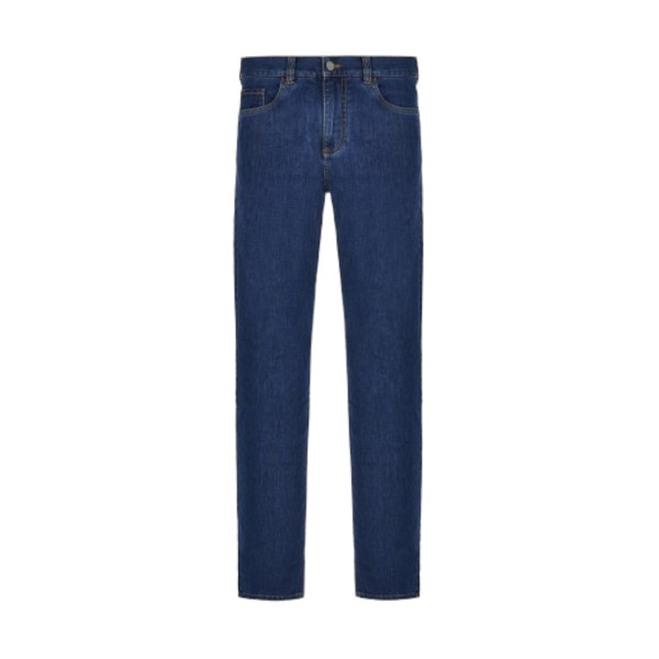 FIVE-POCKET PANTS IN COTTON AND SILK DENIM WITH COLOURED LABELS