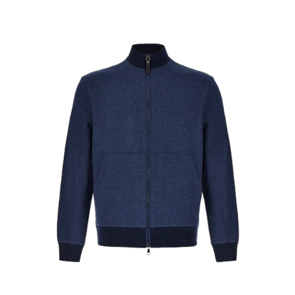 SWEATSHIRT WITH FULL ZIP IN DOUBLE COTTON